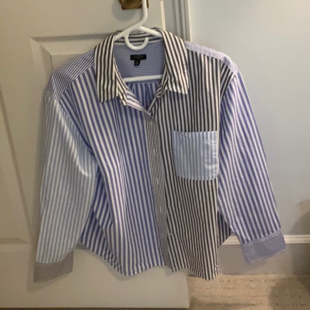 Striped Blue and White Men's Shirt